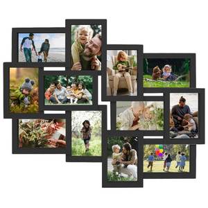 lot 50933 image: J.M.Deco Picture Frames Collage 6x4, 12-Opening Friends Reunion Family Memory Picture Frames Collages For Wall Decor, 12 Picture Collage Frame, Photo Frame Collage Wall Hanging for 4x6 Photo, Black