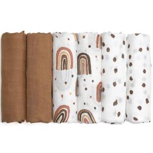 lot 50940 image: GLLQUEN BABY Receiving Blanket Boy Cotton Muslin Swaddle Blankets Girl Newborn Squares Breathable & Soft Thin Baby Blankets Cloths Double Absorbent Infant Swaddling Wrap - 6 Pack (Rainbow)