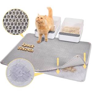 lot 50946 image: Fostanfly Cat Litter Mat, Large Urine Proof Litter Trapping Mat, Double Layer Litter Box Mat, Easy Clean Machine Washable Kitty Mat, Waterproof Leakproof Anti-Slip Scatter Control 30x24