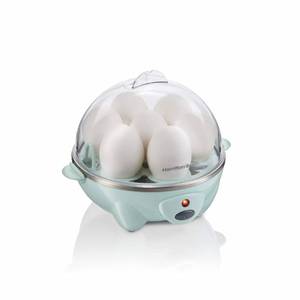 lot 50949 image: Hamilton Beach 3-in-1 Electric Egg Cooker for Hard Boiled Eggs, Poacher, Omelet Maker & Vegetable Steamer, Holds 7, Mint (25504)