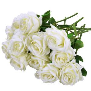lot 50952 image: Felice Arts 12 Pack White Artificial Roses Flowers with Stems Silk Rose Bouquet for Mothers Day Wedding Vase Table Centerpiece DIY Gift Decor