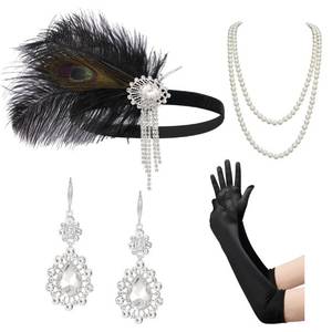 lot 50959 image: SWEETV 1920s Flapper Accessories for Women, Roaring 20s Flapper Headpiece Great Gatsby Costume Accessories Set for Women
