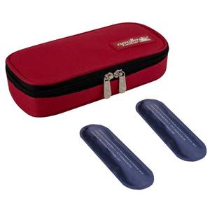 lot 50988 image: Apollo Walker Insulin Cooler Travel Case Diabetic Medication Cooler with 2 Ice Packs and Insulation Liner (Red)