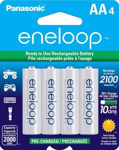 lot 51010 image: Eneloop Panasonic BK-3MCCA4BA AA 2100 Cycle Ni-MH Pre-Charged Rechargeable Batteries, 4-Battery Pack