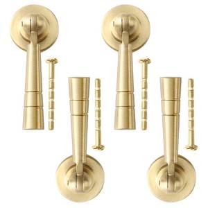 lot 51014 image: LIERONE 4 Pack Gold Kitchen Drawer Knob Brushed Brass Cabinet Knobs, 2.32 Inch Length Brushed Gold Tear Drop Dresser Door Knobs, Kitchen Hardware for Cabinets