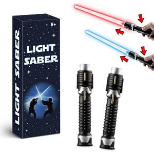 lot 51019 image: Phokwes Retractable Light Sabers for Kids - Light Up Saber Mini Lightsaber Sword Toys for Boys Girls Party Supplies Easter Birthday Toy (2 Pcs)