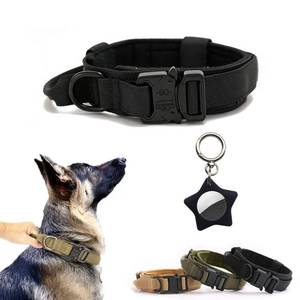 lot 51040 image: Tactical Dog Collar with Airtag Holder, Military Training Nylon Dog Collars with Control Handle and Heavy Duty Metal Buckle, Adjustable for Medium Large Dogs (Black L)