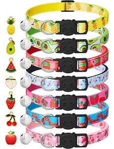 lot 51042 image: 7 Pack Breakaway Cat Collars with Bells & Fruit Pendants,Safety Kitten Collar,Adjustable,Ideal for Girl Cats Boy Male Cats Pet Supplies,Accessories,Gifts