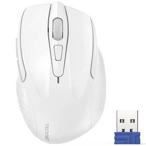 lot 51059 image: TECKNET Wireless Mouse, 2.4GHz Ergonomic Computer Mouse, Portable Cordless Mice, Mouse for Laptop, 6 Buttons USB Mouse for Chromebook, Ergo Grip, 24 Months Battery - White