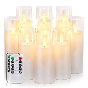 lot 51067 image: Homemory Pure White Acrylic Flameless Candles, LED Candles, Battery Operated Candles with Remote Control and Timer, Fake Electric Candles, Wedding, Home Decor, Set of 9