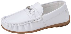 lot 51081 image: Josmo Boys�� Shoes - Casual Leatherette Moccasin Driving Loafers (Size 5T-5 Big Kid), Size 5 Big Kid, White