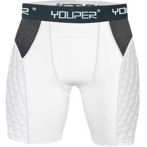 lot 51086 image: Youper Youth Elite Compression Padded Sliding Shorts wCup Pocket for Baseball, Football (White, X-Small)
