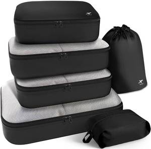 lot 51087 image: HOTOR Packing Cubes for Suitcases - 6 Pieces, Light Packing Cubes for Travel, Premium Suitcase Organizer Bags Set, Space-Saving Luggage Organizers, Travel Accessories and Essentials, Black
