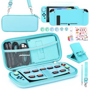 lot 51088 image: Younik Switch Accessories Bundle, 15 in 1 Blue Switch Accessories Kit for Girls Include Switch Carrying Case, Adjustable Stand, Protective Case for Switch Console & J-Con(Blue)