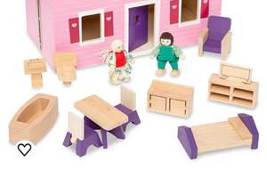lot 51097 image: Melissa & Doug 2 Dolls and Wooden Furniture