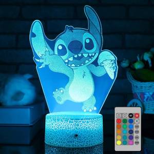 lot 51105 image: Stitch 3D Cute Night Light, Stitch Gifts for Kids,Stitch Toys Patterns & 16 Color Change with Remote Control Kids Room Decor, Anime Lamp Stich Birthday Xmas Gifts for Kids Boys Girls Teen Friend