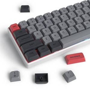 lot 51128 image: XDA PBT Key Cap, 134 Keys Dye Sublimation Grey red Custome Key Cap Set for CherryGatron MX switches 60 Percent6861 Gaming Mechanical Keyboard