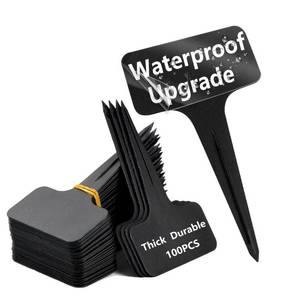 lot 51134 image: DaTpuik 100 Pcs Waterproof Black Durable Plastic Plant Outdoor Garden Labels Nursery Markers T-Type Thick Tags Re-Usable for Vegetables Seedlings