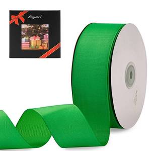 lot 51137 image: LIUYAXI 2 X 50 Yards Solid Green Grosgrain Ribbon, Perfect for Crafts, Wedding Decor, DIY Hair Accessories, Sewing, Christmas Gift Package Wrapping and More