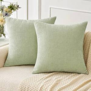 lot 51144 image: MIULEE Pack of 2 Spring Light Green Couch Throw Pillow Covers 18x18 Inch Soft Chenille Pillow Covers for Sofa Living Room Solid Dyed Pillow Cases