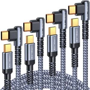 lot 51147 image: MRGLAS USB C to USB C Cable 60W 4-Pack, 106.63.31.6FT90°, Gold-Plated Type C Charger Fast Charging for iPhone 15 Pro Max Plus, USB C Charger Cable for Samsung S24 S23,iPad Pro,MacBook Pro