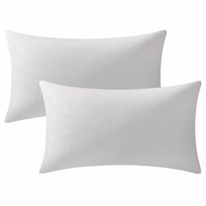 lot 51157 image: DEZENE Decorative Pillow Cases 12x20 Off-White 2 Pack Cozy Soft Velvet Rectangular Throw Pillow Covers for Farmhouse Home Decor