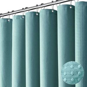 lot 51164 image: Dynamene Extra Long Shower Curtain,84 Inch Long Waffle Weave Weighted Thick Cloth Bathroom Shower Curtain, Neutral Heavy Duty Hotel Bath Curtain Set with 12 Plastic Hooks,72x84,Teal
