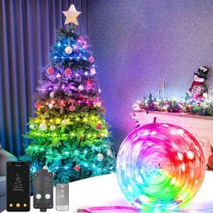 lot 51174 image: PABIPABI 160LED 68FT WiFi Smart RGB Color Changing APP Control Alexa & Google Assistant Fairy String Lights with Remote for Christmas Tree Bedroom Decor Indoor Outdoor Decoration