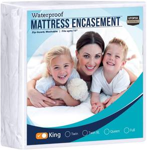 lot 51176 image: Utopia Bedding Zippered Mattress Encasement King - 100% Waterproof and Bed Bug Proof Mattress Protector - Absorbent, Six-Sided Mattress Cover
