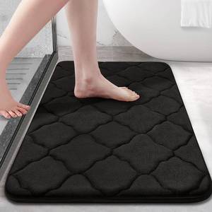 lot 51192 image: OLANLY Memory Foam Bath Mat Rug 24x16, Ultra Soft Non Slip and Absorbent Bathroom Rug, Machine Wash Dry, Comfortable, Thick Bath Rug Carpet for Bathroom Floor, Tub and Shower, Black