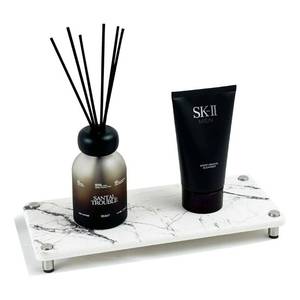 lot 51196 image: MSJGA Kitchen Sink Organizer, Instant Drying Diatomaceous Earth Sink Tray, Bathroom Counter Organizer, Instant Drying Stone Sink Caddy, Suitable for Soap Sponge Holder Toothbrush Cup (marble white)