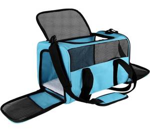 lot 52803 image: Pet Carriers Soft-Sided Airline Approved Carrier Bag for Small Cats Dogs (Medium,Blue)