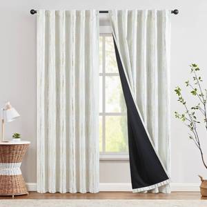 lot 52824 image: jinchan 100% Blackout Boho Curtains Moon Phases Printed Bedroom Curtains 84 Inch Length 2 Panels Golden on White Drapes Rod Pocket Back Tab Thermal Insulated Curtains for Nursery Window Drapes