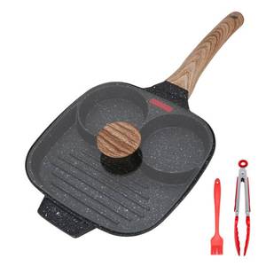 lot 52830 image: Bobikuke Egg Pan, Egg Frying Pan, Fried Egg Pan with Lid Nonstick 3 Section Pancake Pan Divided Pan for Breakfast,Gas & Induction Compatible, 8.3 Inch