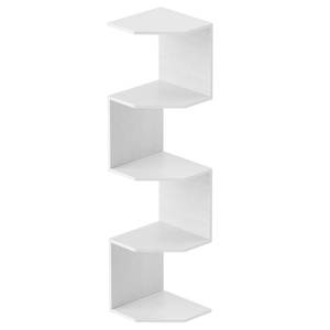 lot 52833 image: JJL Corner Wall Shelf, 5 Tier Corner Shelf for Wall Organizer Storage, Floating Corner Shelf for Living Room and Bedroom Decor, Office Wall Decor, Dorm Decor, Brilliant White