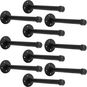 lot 52839 image: YCCO Industrial Pipe Shelf Brackets 10 Pack Wall Mount DIY Shelving Brackets 8 in Pipe Decor Wall Rustic Garment Rack Floating Shelf Bracket