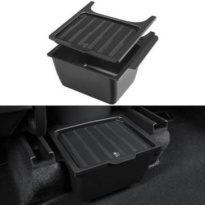 lot 52840 image: KUNIST Rear Under Seat Organizer for Tesla Model Y 2024 Accessories Backseat Storage Box with lid Center Console Storage Tray Trash Can Bin for Tesla Model Y 2020-2024 (Push-button Design