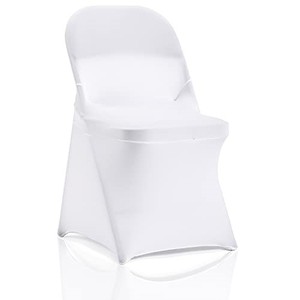 lot 52842 image: bricia 12 PCS White Stretch Spandex Folding Chair Slipcovers, Dining Room Chair Covers Stretch Chair Slipcovers Protector for Wedding, Banquet, and Party
