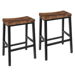 lot 52845 image: HOOBRO Bar Stools, Set of 2 Bar Chairs, 23.6 Inch Saddle Stools, Kitchen Counter Stools with Footrests, Industrial Stools for Dining Room, Kitchen, Counter, Bar, Rustic Brown and Black BF02MD01