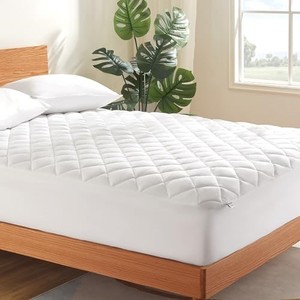 lot 52849 image: SLEEP ZONE Noiseless Mattress Pad Queen, Ultra Breathable, Cooling Mattress Cover for Hot Sleepers, Machine Washable (White, Queen, 60x80)