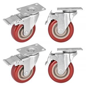 lot 52851 image: 4 Inch Heavy Duty Swivel Caster Wheels with Brake, Set of 4, Industrial Locking Rolling Plate Casters Wheels for Furniture, Cart, Table and Workbench, Easily Load 2200lbs