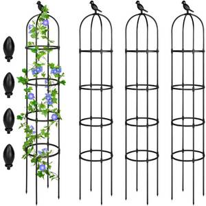lot 52864 image: 4 Pack 6 ft Garden Obelisk Trellis for Climbing Plants Outdoor Rustproof Rose Trellis for Pots Tall Tower Plant Trellis Metal Garden Trellis for Outdoor Indoor Vines Flower Plants Support (Black)