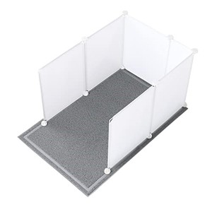 lot 52873 image: MEEXPAWS Cat Litter Box Enclosure Splash Guard Extra Large 28 L x 21.5 W x 18 H with Cat Litter Mat Easy Clean (White)