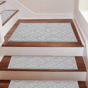 lot 52874 image: Lot of 2 - COSY HOMEER Edging Stair Treads Non-Slip Corner Indoor Stair Runners for Wooden Steps,Landing Slip Resistant Stair Rugs for Kids and Dogs, 100% Polyester TPE Backing,Grey