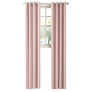 lot 52880 image: LA PALMA Thermal Insulated Blackout Darkening Grommet Living Room Curtains Window Drapes for Bedroom 2 Panels in 1 Set