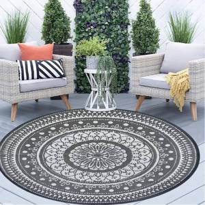 lot 52884 image: Cekene Round Outdoor Rugs Waterproof 5Ft Reversible Outdoor Patio Rugs Portable RV Camping Mats Lightweight Plastic Straw Rugs Grey Outdoor Area Rug for Patio Picnic Beach BBQ