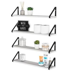 lot 52909 image: Wallniture Ponza Shelves for Bathroom Over Toilet Storage, 24 White Floating Shelves for Wall, Wall Bookshelves Living Room Bedroom Decor Set of 4