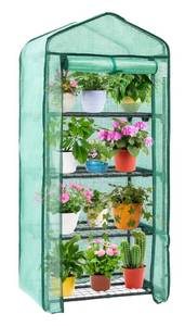 lot 52931 image: Ohuhu Mini Greenhouse for Indoor Outdoor, Small Plastic Plant Green House 4-Tier Rack Stand Portable Greenhouses with Durable PE Cover for Seedling, 2.5x1.6x5.2 FT, Ideal Gardening Gifts for Women Men