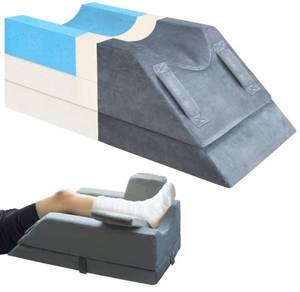 lot 52958 image: KingPavonini 4-Height Adjustable Leg Elevation Pillows for After Surgery, Injuries, or Rest, Memory Foam Leg Pillows for Sleeping with 3 Handles and Insert Pad, Washable Velvet Cover