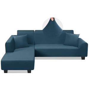 lot 52964 image: Sectional Couch Covers L Shape Sofa Covers Super Stretch 2pcs Sofa Slipcovers for 3  3 Seaters Sectional Chaise Slipcover with 2pcs Pillow Covers for Pets Kids, Peacock Blue